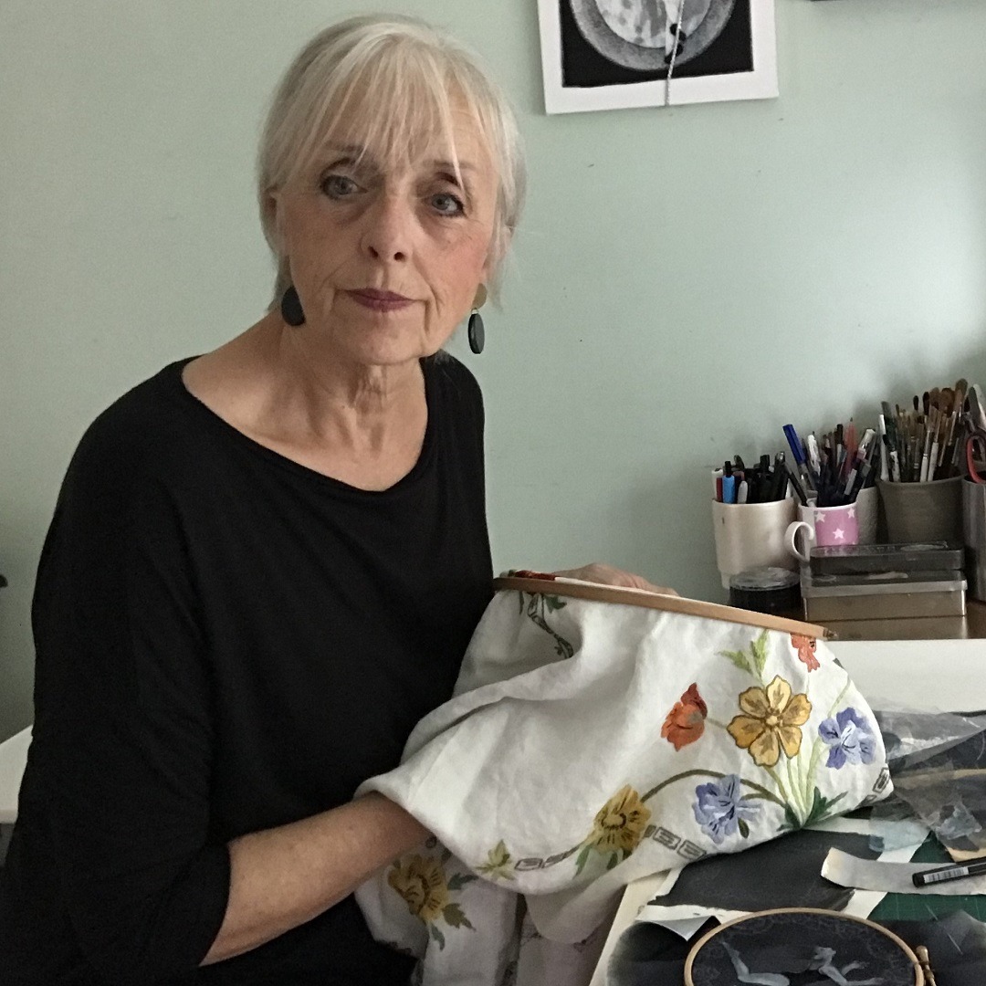 Lesley Wood working in her home studio in Durham, UK. 