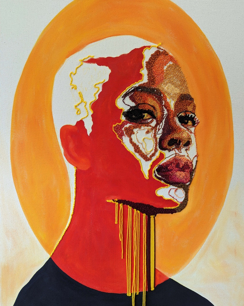 Nneka Jones, New Era, 2022. 76cm x 102cm (30" x 40"). Hand embroidery and punch needle. Embroidery thread, yarn, acrylic paint.
