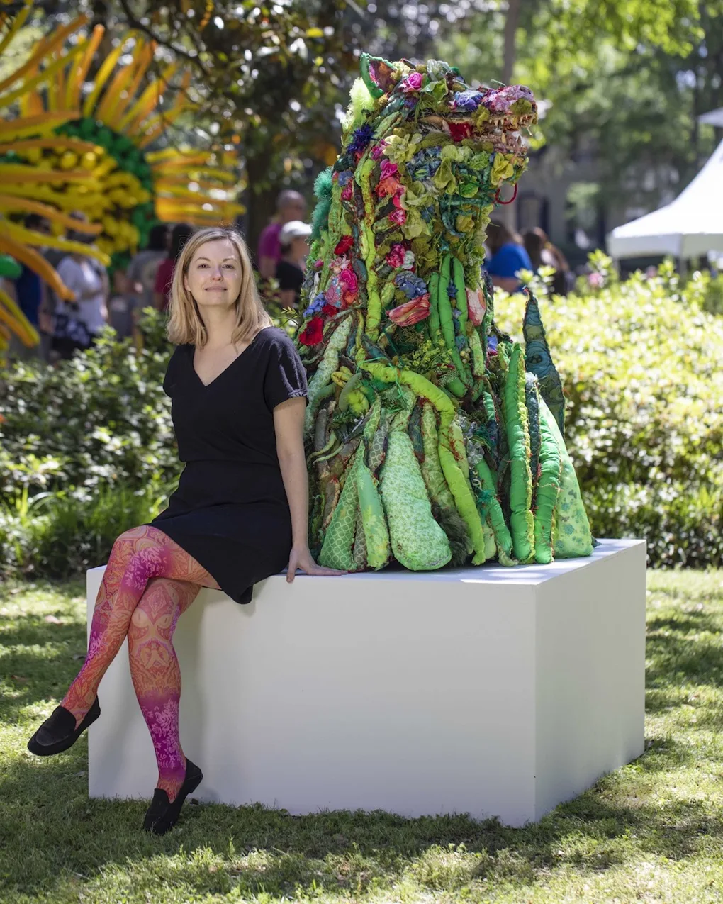 Kelly Boehmer in front of her work in Forsyth Park, Savannah, Georgia.