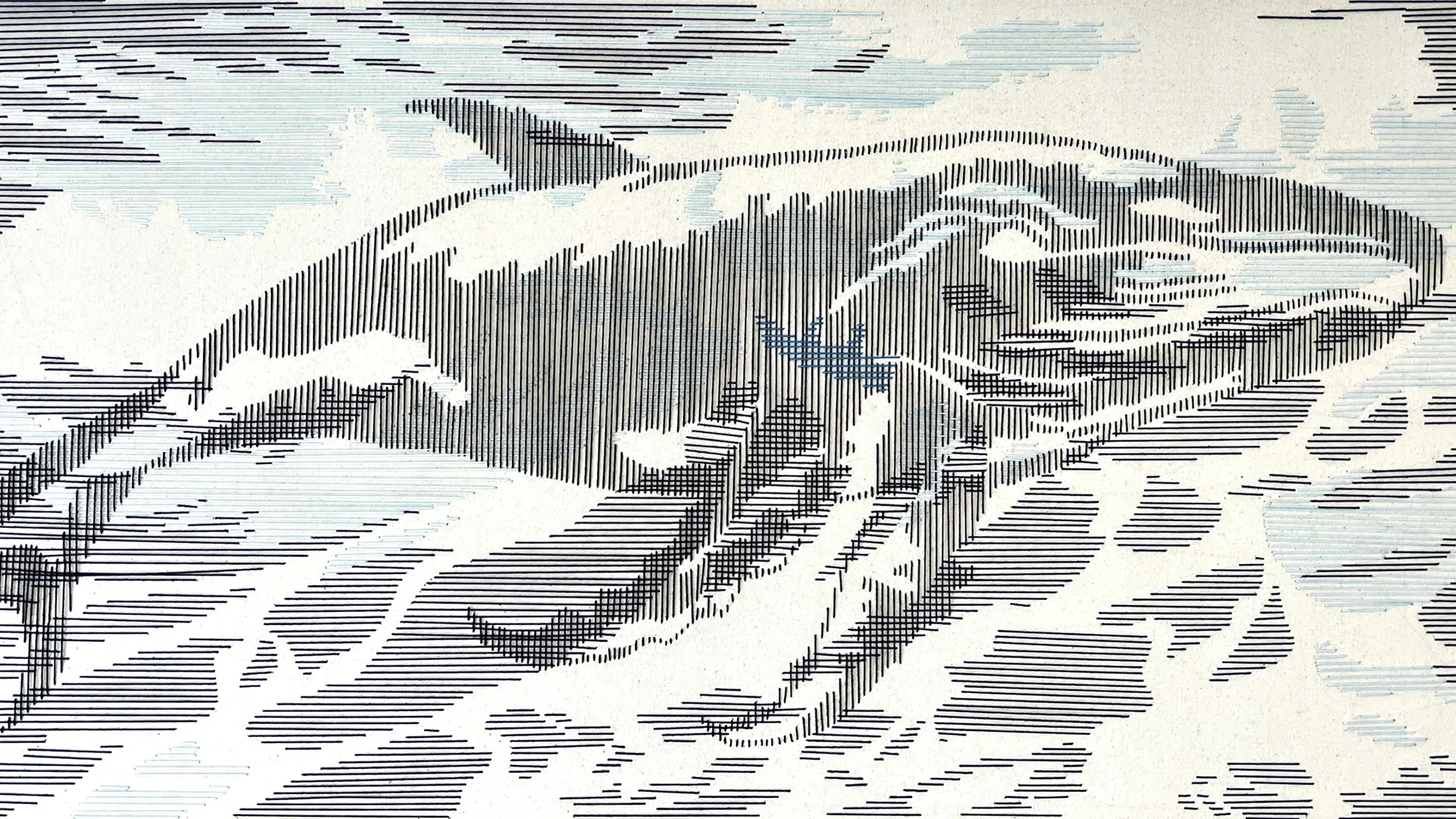 Pamela Campagna, MIRAGE 05_ the big mother, 2024. 160cm x 74cm (63" x 29"). Partition of cotton threads on canvas. 