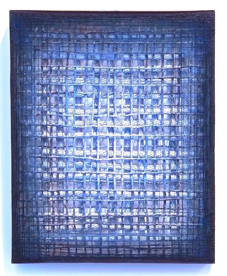 Atsuko Chirikjian, Into the lines, 2015, 16" x 20"x 3", Wire, thread, rope.