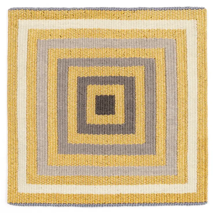 Caron Penney, The streets are paved with gold, 2016, 19cm x 20cm, wool & gilt gold thread