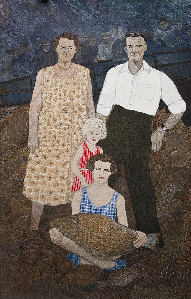 Sue Stone Textile Artist – Family with Fish Family with Fish – 2011