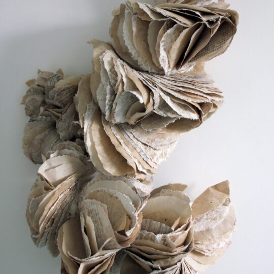 Ann Goddard, Ecotype (detail), 2011, 85cm x 50cm x 26cm (33” x 20” x 10”). Tearing, manipulation, assembling, and threading. Sustainable Himalayan papers, printer paper, paper yarn, tea dye, wax, gesso.