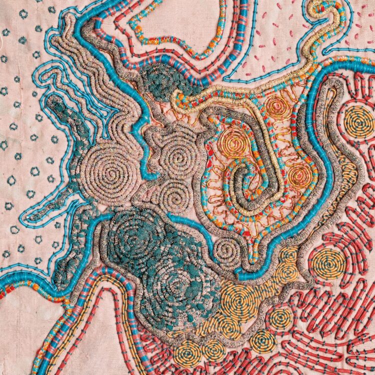 Jean Draper, Hand embroidery inspired by the spirals and meandering lines of the natural world.