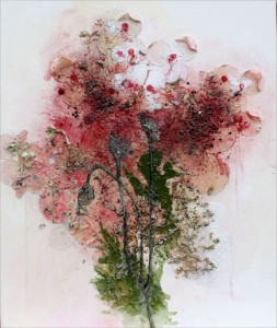 Textile art Papaver somniferum (heavy flowers) by Brigitte Picavet