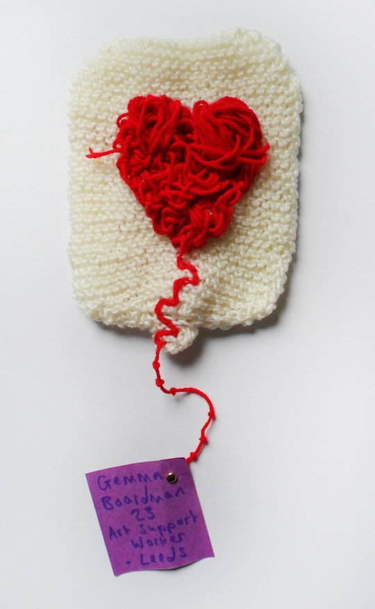 A piece of fabric art created by Gemma from Leeds in support of the Blood Bag Project