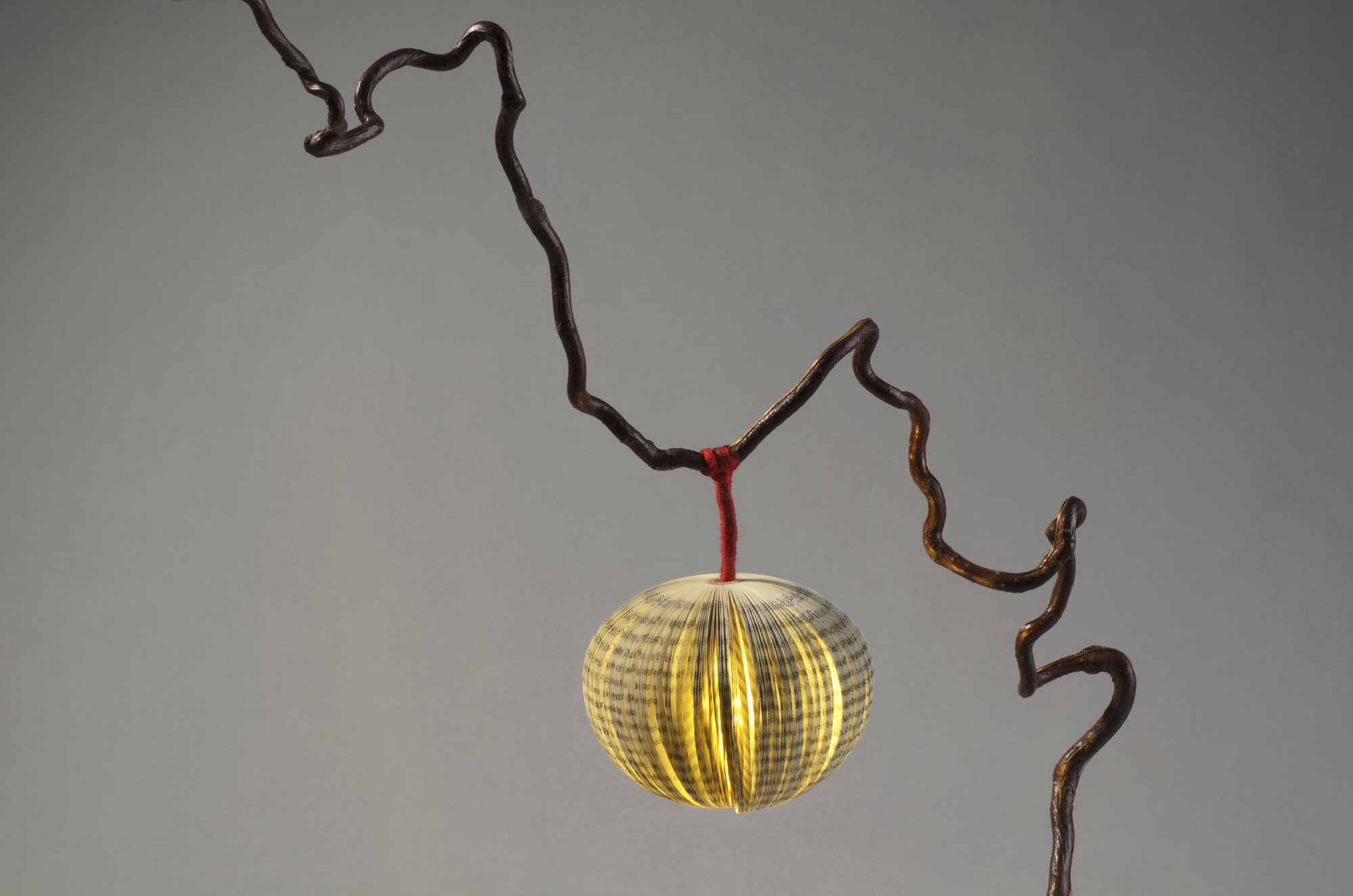 Ros Roberts - Recycled book lamp and nautural materials A piece by artist Ros Roberts