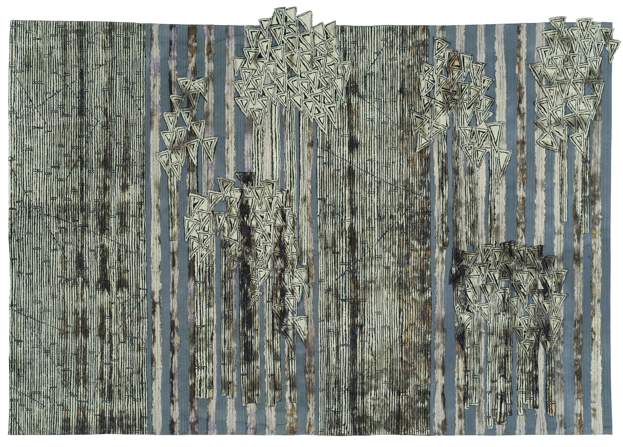 Work by textile artist and quilter Annette Morgan - Beth Chatto's Bamboo II Annette Morgan (photography by Kevin Mead of Art Van Go)