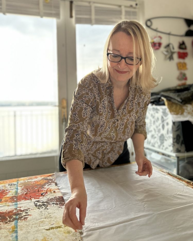 Sue Hotchkis working in her studio. 