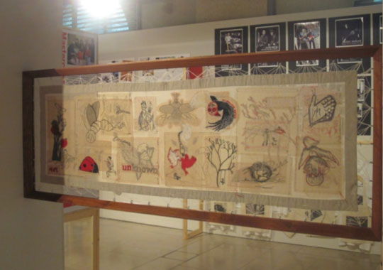 Hopes and Fears is a piece created by members of the Art and Design Saturday Club during a series of textile art workshops