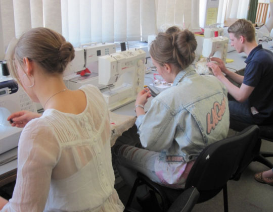 Members of the National Art and Design Saturday Club hard at work in a textile art workshop