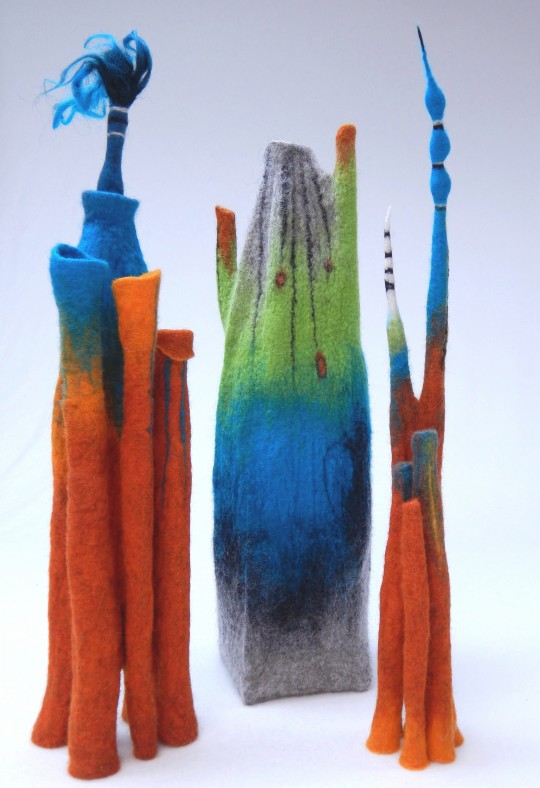 A piece of felt textile art by innovator Andrea Graham