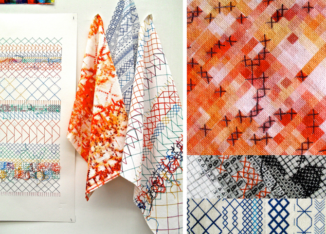 Rachel Parker is a textile design who uses stitch and digital print