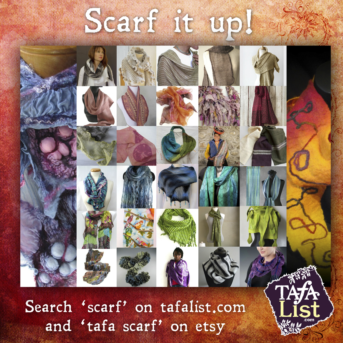 Scarves and textiles created by members of TAFA