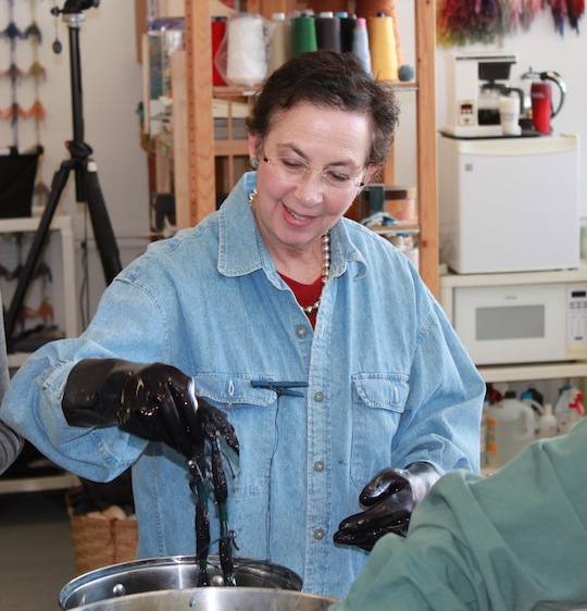 Barbara Shapiro dyeing with indigo