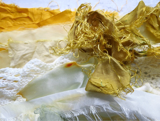 Threads and materials used by textile artist Carolyn Saxby