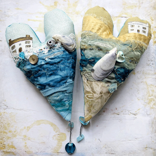 Textile Hearts by Carolyn Saxby