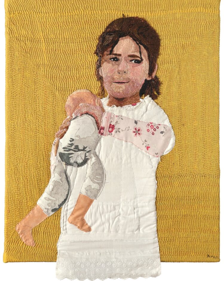 Aran Illingworth, Lost Girl, 2021. 60cm x 60cm (24” x 24”). Appliqué and hand stitch. Fabric. Photo: Kevin Mead.