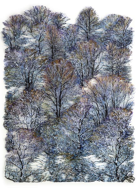 Lesley Richmond's current series of textile art takes its inspiration from trees and forest