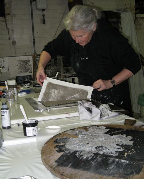 Linda Colsh at work in her artist's studio