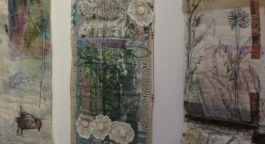 Textile artists Cas Holmes and Anne Kelly's work on view at a gallery