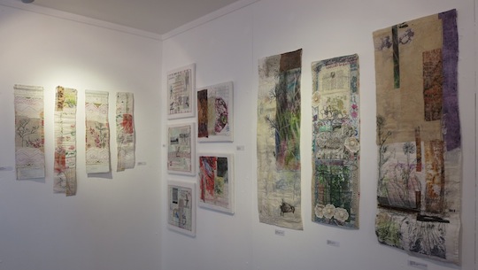 Textile art by Cas Holmes and Anne Kelly on display