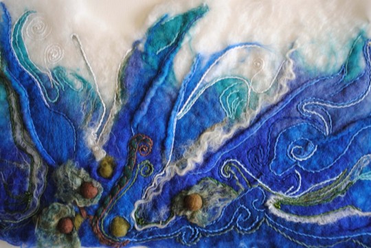 A piece of textile art by Healy and Burke inspired by the sea