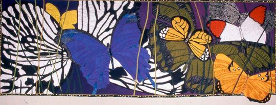 An art quilt made by Velda Newman using butterflies as the subject