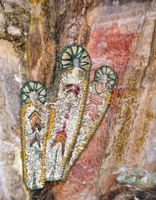 A detail of textile art by Maggie Grey