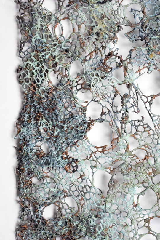 A detail of the piece Lace Forms by artist working with textile techniques Lesley Richmond