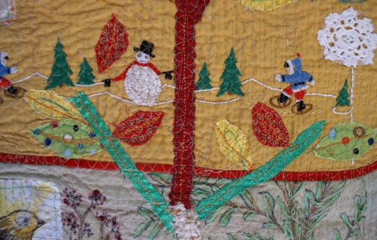 – ‘First Full Day of School’, Anne Kelly, mixed media textile (detail)