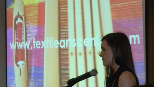 Owyn Ruck talking at the Textile Arts Center