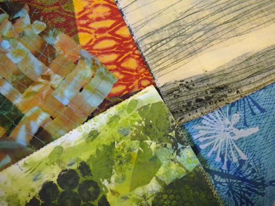 Swatches used by SDA members to create fiber art