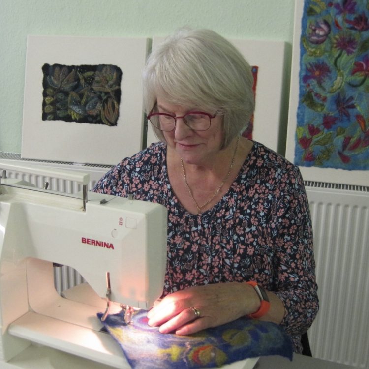 Jackie Cardy working in her studio