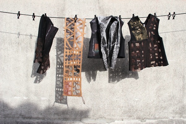Jorie Johnson - Window Pane Series: Fine wool, silk, polyester, metallic fabrics, novelty yarns