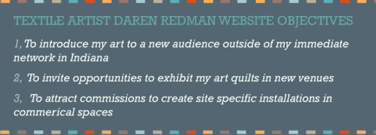 Website objectives for an American finer artist
