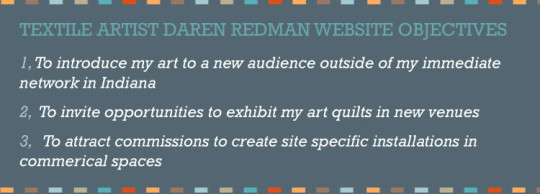 Website objectives for an American finer artist