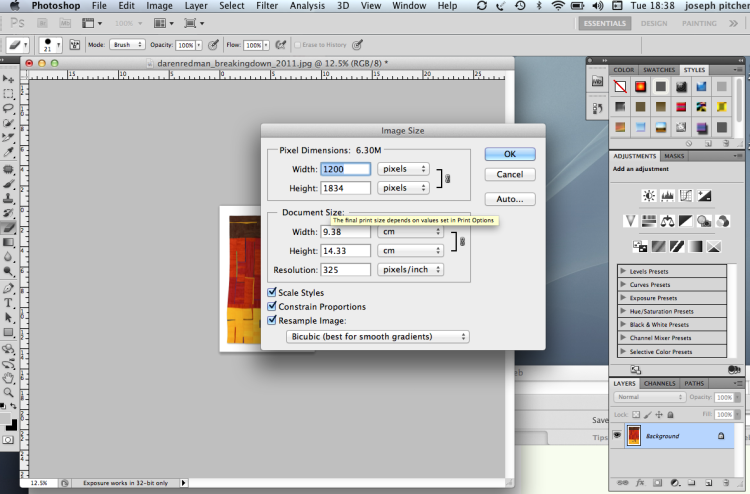 Saving images at the new size in Photoshop