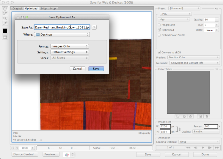 Choosing a name for your image file before uploading it to your artist website