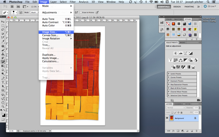 Adjusting the size of images in Photoshop