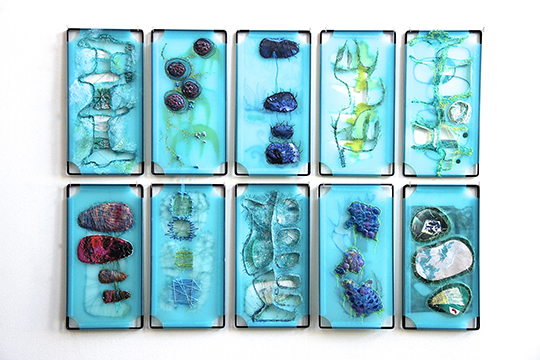 Leisa Rich - Teal (is the closest I get to being blue), 2014, Digital Images, Machine Embroidery on Plastic Panel
