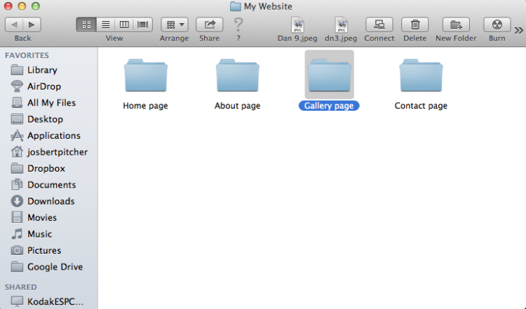 Creating a folder structure on your local host will help make life easier when uploading material to your website