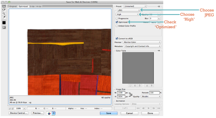 Knowing which settings to choose to optimise your image for the web in Photoshop Knowing which settings to choose to optimise your image for the web in Photoshop