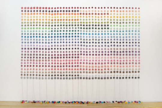 Lisa Soloman - Sen [1000 doilies], 2013, crochet doilies, pins, thread balls, dimensions variable [this configuration 75” x 120”