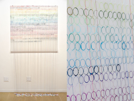Lisa Soloman - Template drawing for Sen, 2013, acrylic, embroidery, thread, bobbins on Duralar, 43”x43” [paper size]