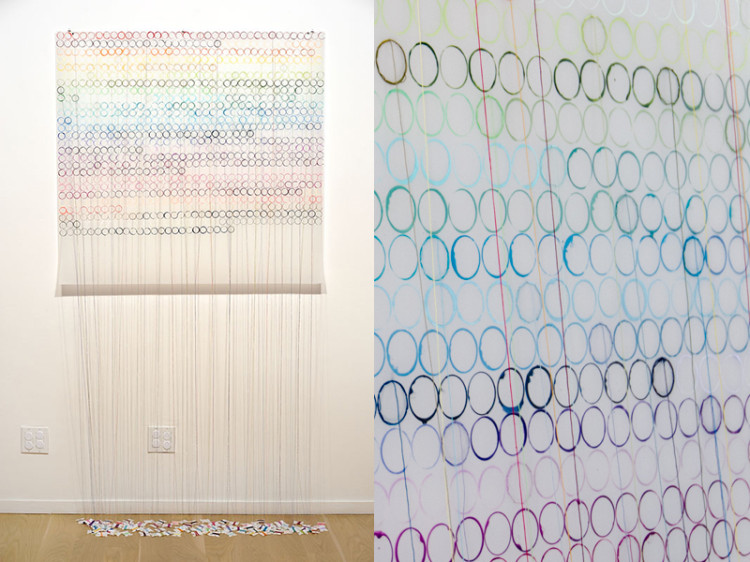 Lisa Soloman - Template drawing for Sen, 2013, acrylic, embroidery, thread, bobbins on Duralar, 43”x43” [paper size]