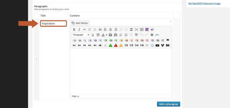 Enter a title for your first paragraph on the About page