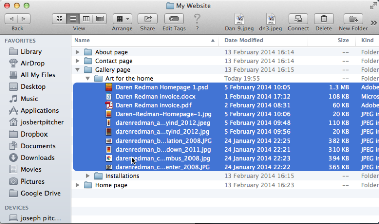 Select the images files you'd like to appear in the gallery