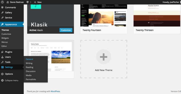 Go to settings to configure them for your new WordPress installation